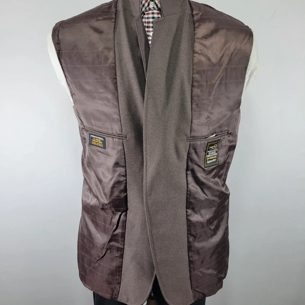 Perma Prest Classic Collections Men's Sport Coat Blazer Two Button‎ Brown 46R
